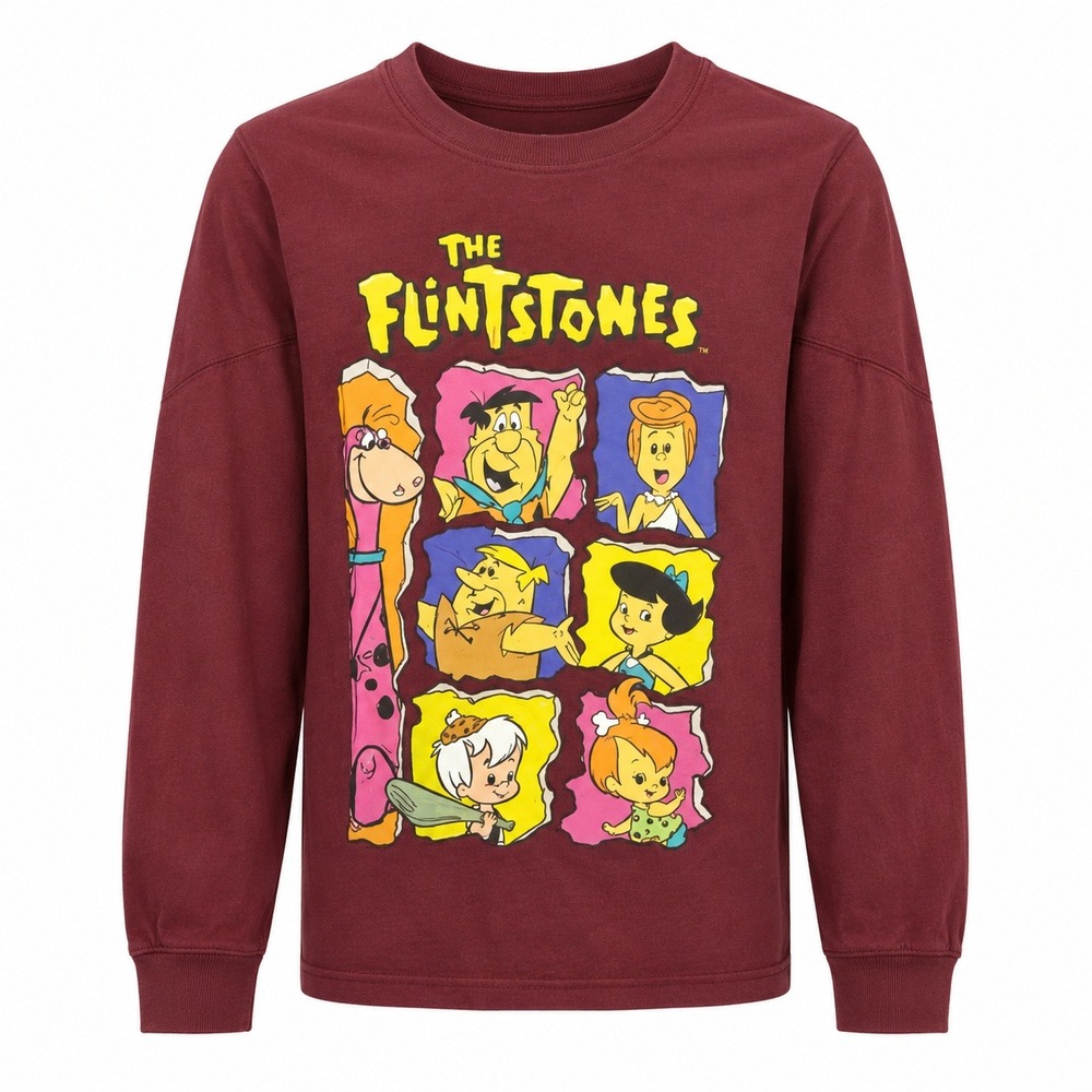 The Flintstones Hanna-Barbera Graphic Crewneck Sweatshirt Women XL Maroon